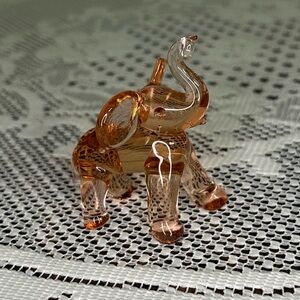 Vintage Miniature Handblown Rose Glass Elephant Figurine